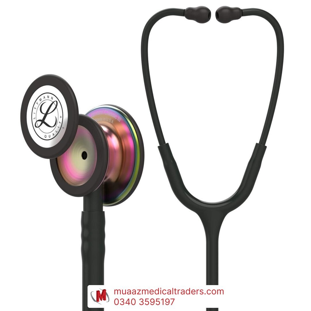 193_0_61RL3IJxS9L._SL1500_-1 Original 3M™ Littmann® Classic 3 III™ Stethoscope 5870 Rainbow-Finish – Black - Image 1