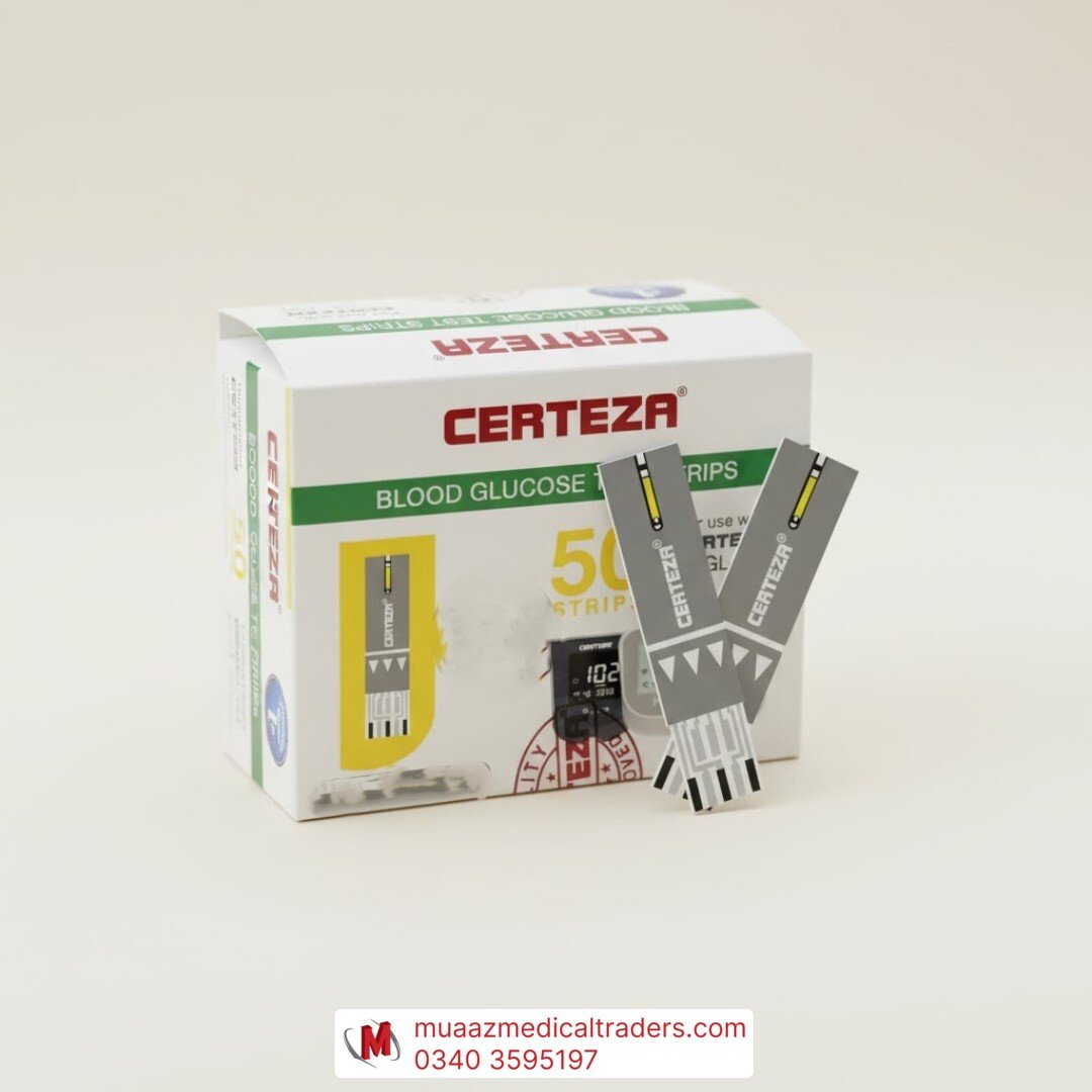 www.hamzasurgical.com - 1 Certeza TS-100 – Strips for GL100 & Plus Glucometers – 50 Strips - Image 1
