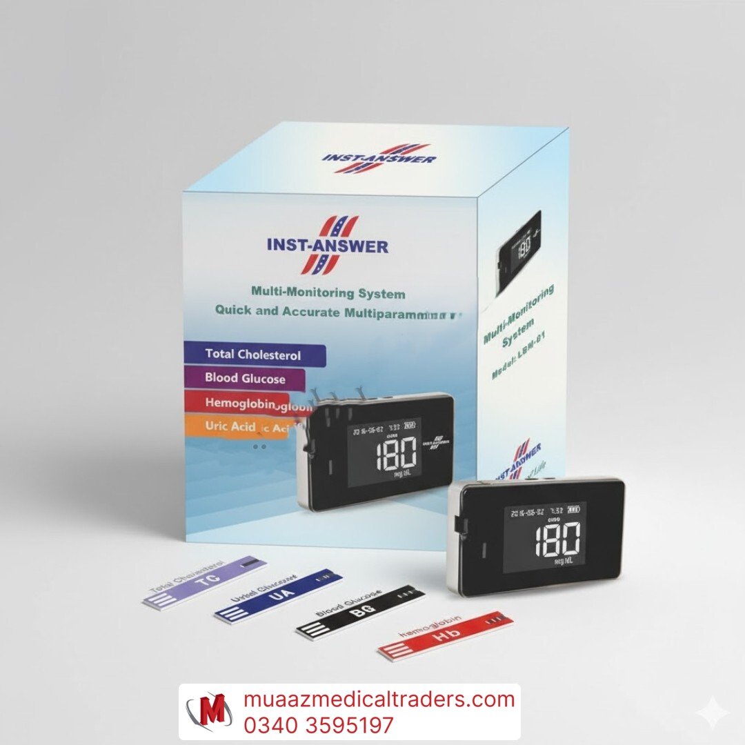 www.hamzasurgical.com - 1 Inst-Answer 4in1 Cholestrol, Uric Acid, Blood Glucose & Hemoglobin Multi-Meter (Without Strips) - Image 1
