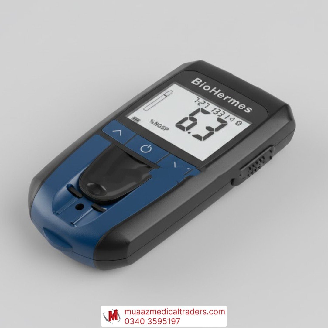 www.hamzasurgical.com - 1 BioHermes GluCoA1c Blood Glucose and Glycohemoglobin Analyzer – 2-in-1 HbA1c & Blood Glucose Testing Device - Image 1
