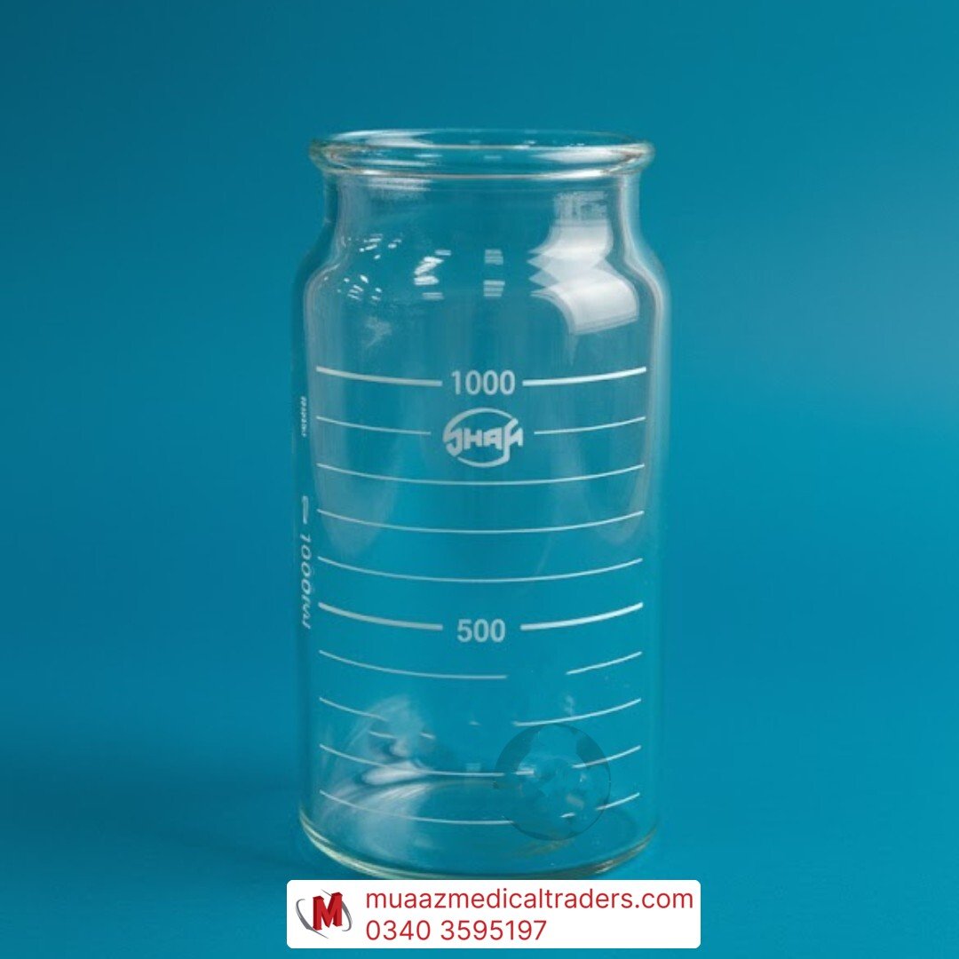 www.hamzasurgical.com 03124015958 - 1 Glass Made Suction Jar Canister Jug for Machines – 1000ml - Image 1