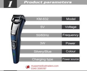 Kemei KM-632 Rechargeable Hair Trimmer - Image 3