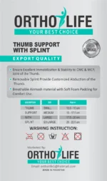 Ortholife Thumb Support with Splint - Image 4