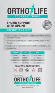 Ortholife Thumb Support with Splint - Image 4